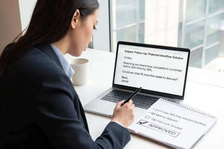 SDR manager reviewing a cold email draft