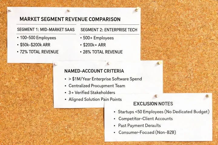 Revenue leader reviewing market segments